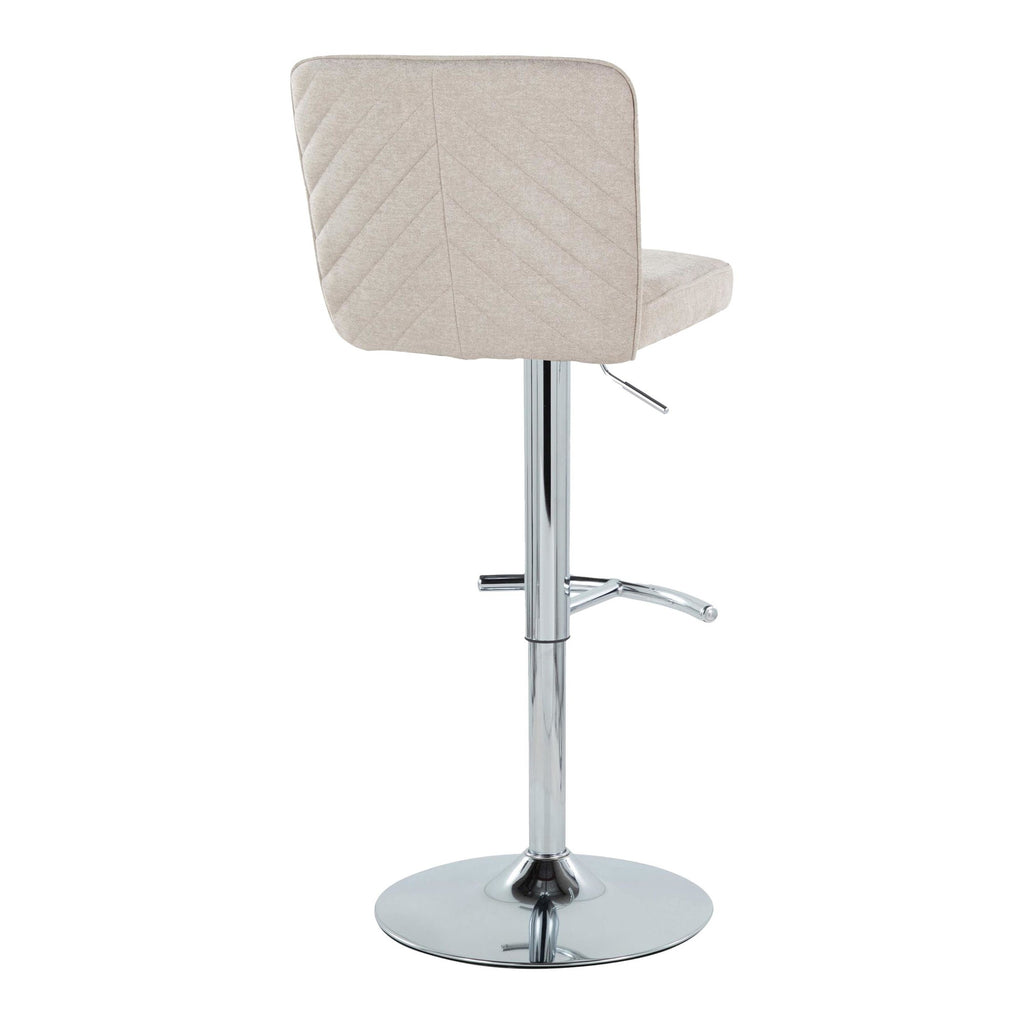 Henry Adjustable Barstool - Set of 2 - Chrome Metal, Beige Fabric