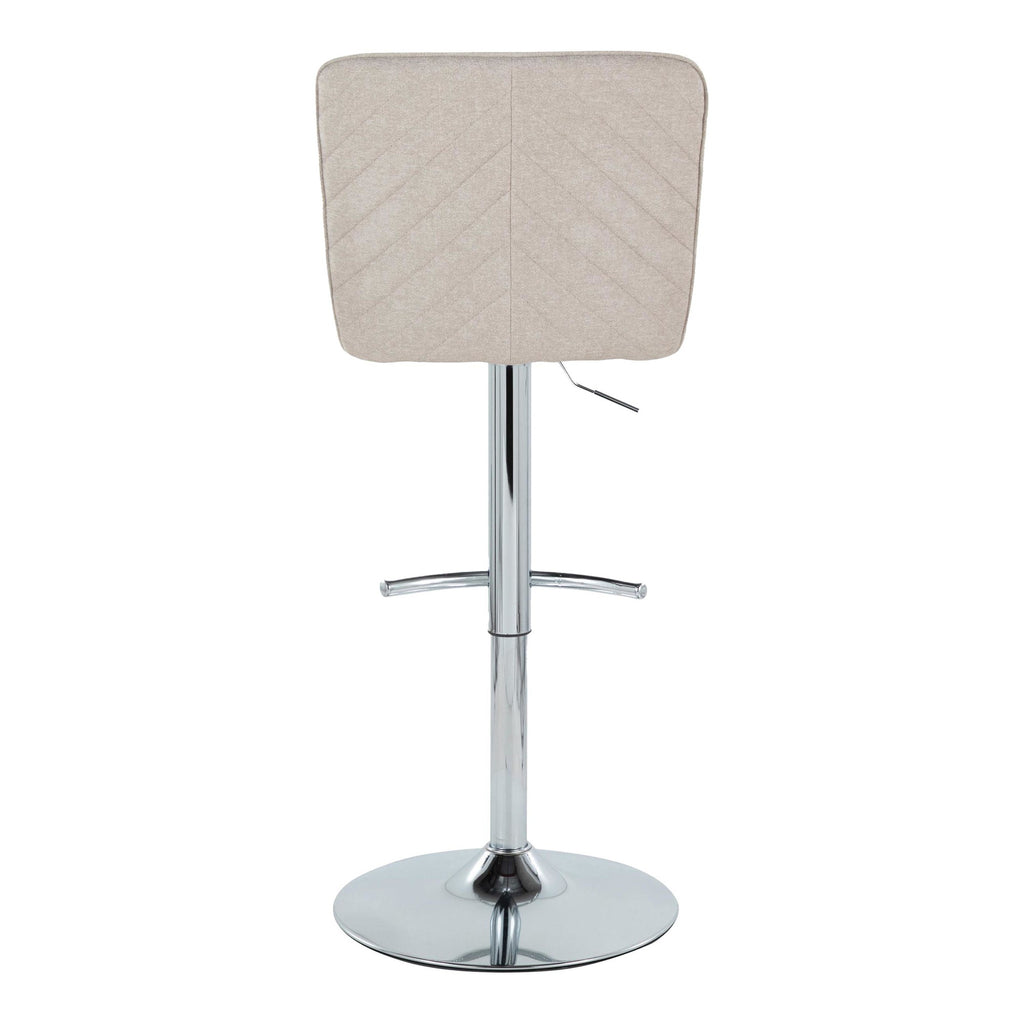 Henry Adjustable Barstool - Set of 2 - Chrome Metal, Beige Fabric