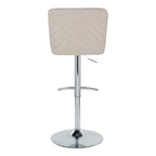 Henry Adjustable Barstool - Set of 2 - Chrome Metal, Beige Fabric