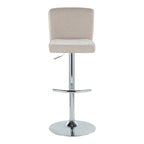 Henry Adjustable Barstool - Set of 2 - Chrome Metal, Beige Fabric