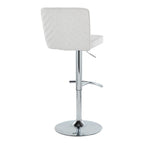 Henry Adjustable Barstool - Set of 2 - Chrome Metal, White Fabric