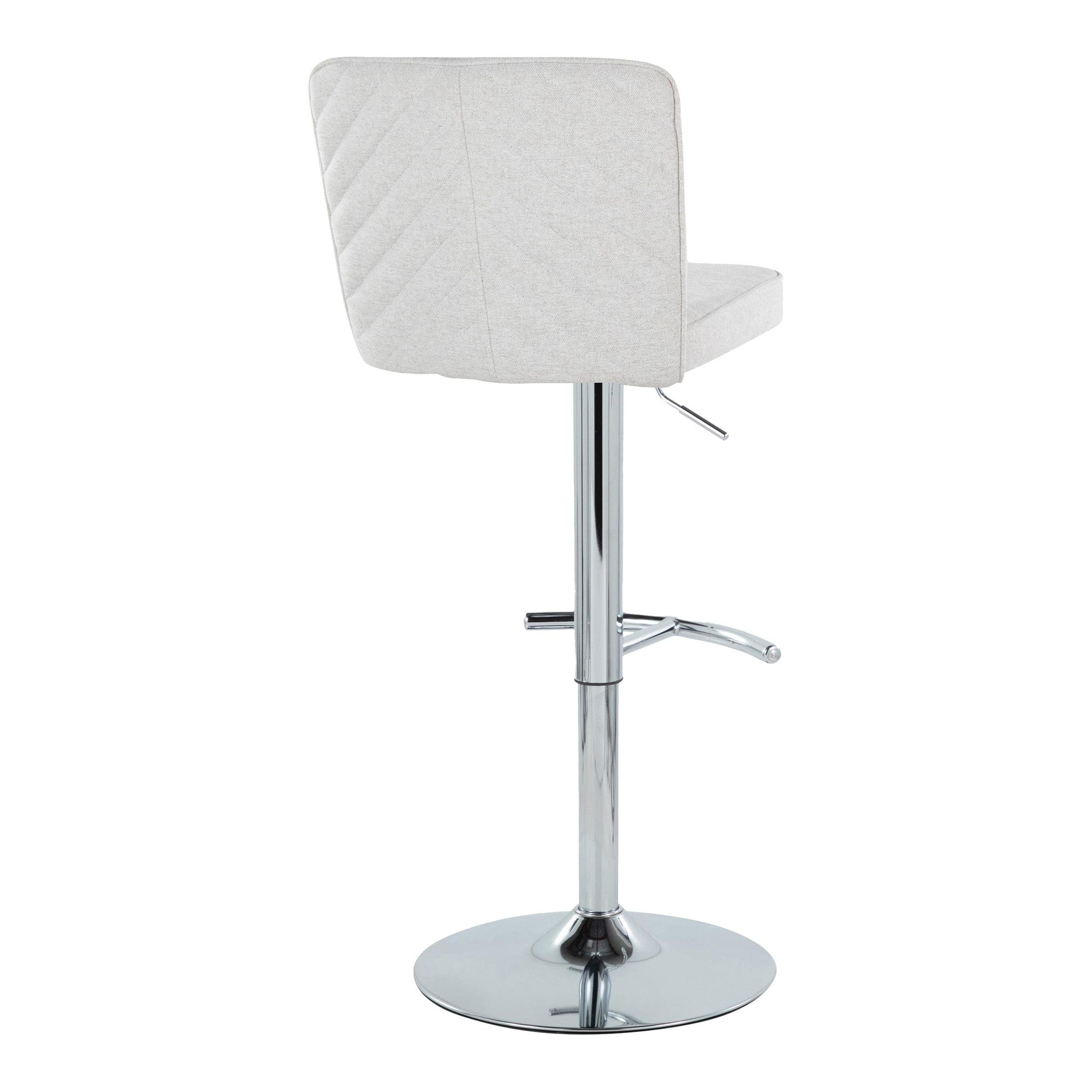 Henry Adjustable Barstool - Set of 2 - Chrome Metal, White Fabric