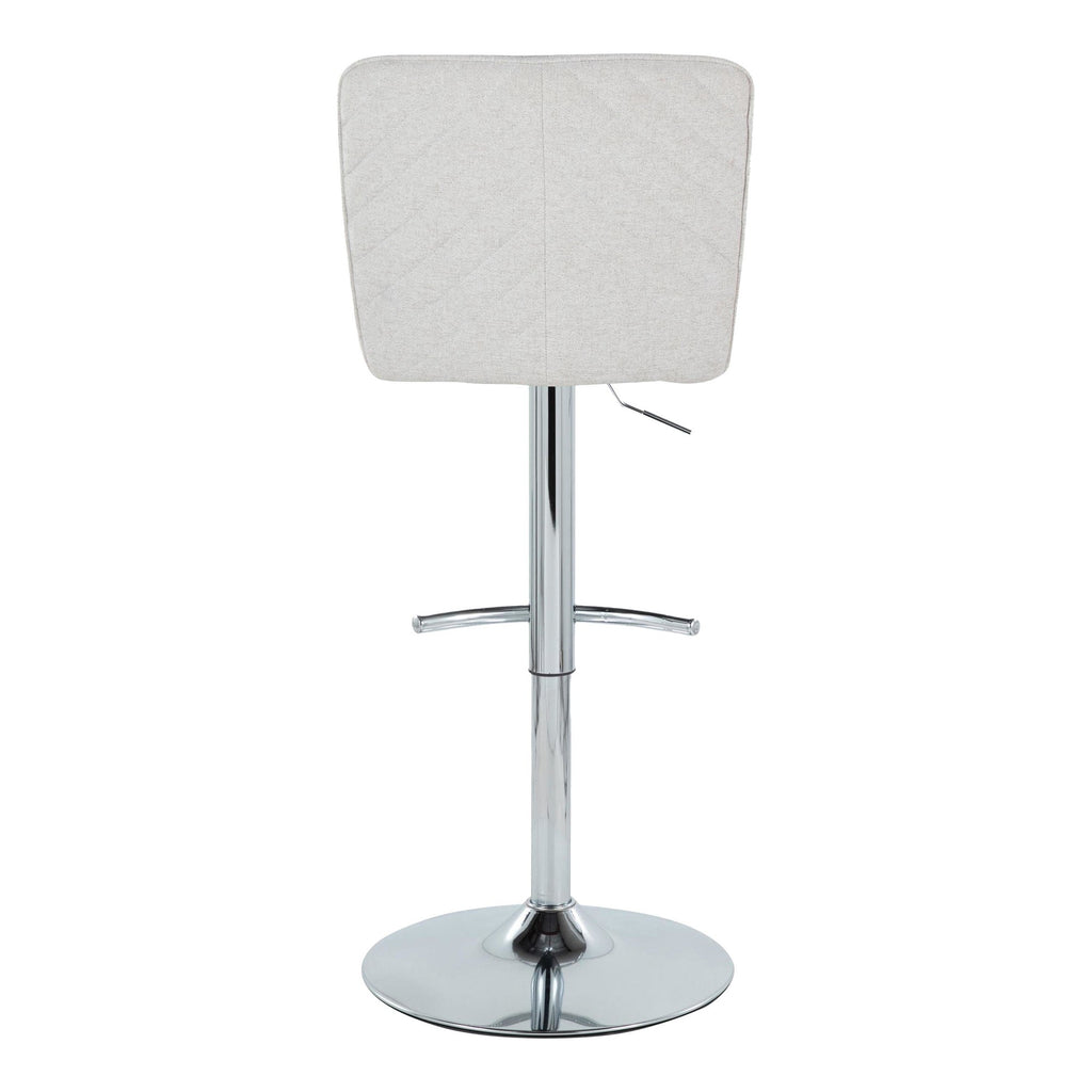 Henry Adjustable Barstool - Set of 2 - Chrome Metal, White Fabric