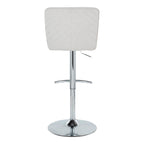 Henry Adjustable Barstool - Set of 2 - Chrome Metal, White Fabric