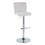 Henry Adjustable Barstool - Set of 2 - Chrome Metal, White Fabric