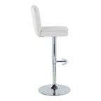 Henry Adjustable Barstool - Set of 2 - Chrome Metal, White Fabric