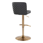 Henry Adjustable Barstool - Set of 2 - Gold Metal, Black PU