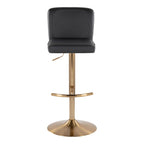 Henry Adjustable Barstool - Set of 2 - Gold Metal, Black PU