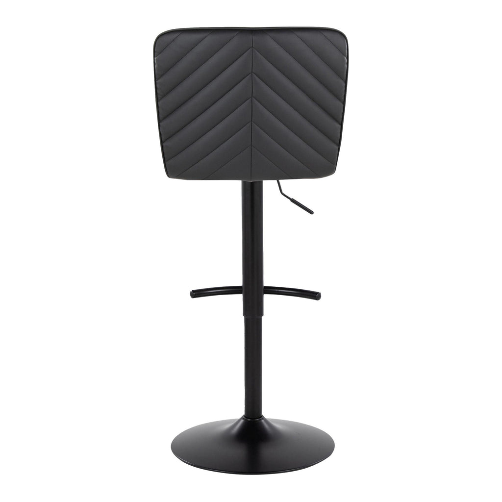 Henry Adjustable Barstool - Set of 2 - Black Metal, Black PU
