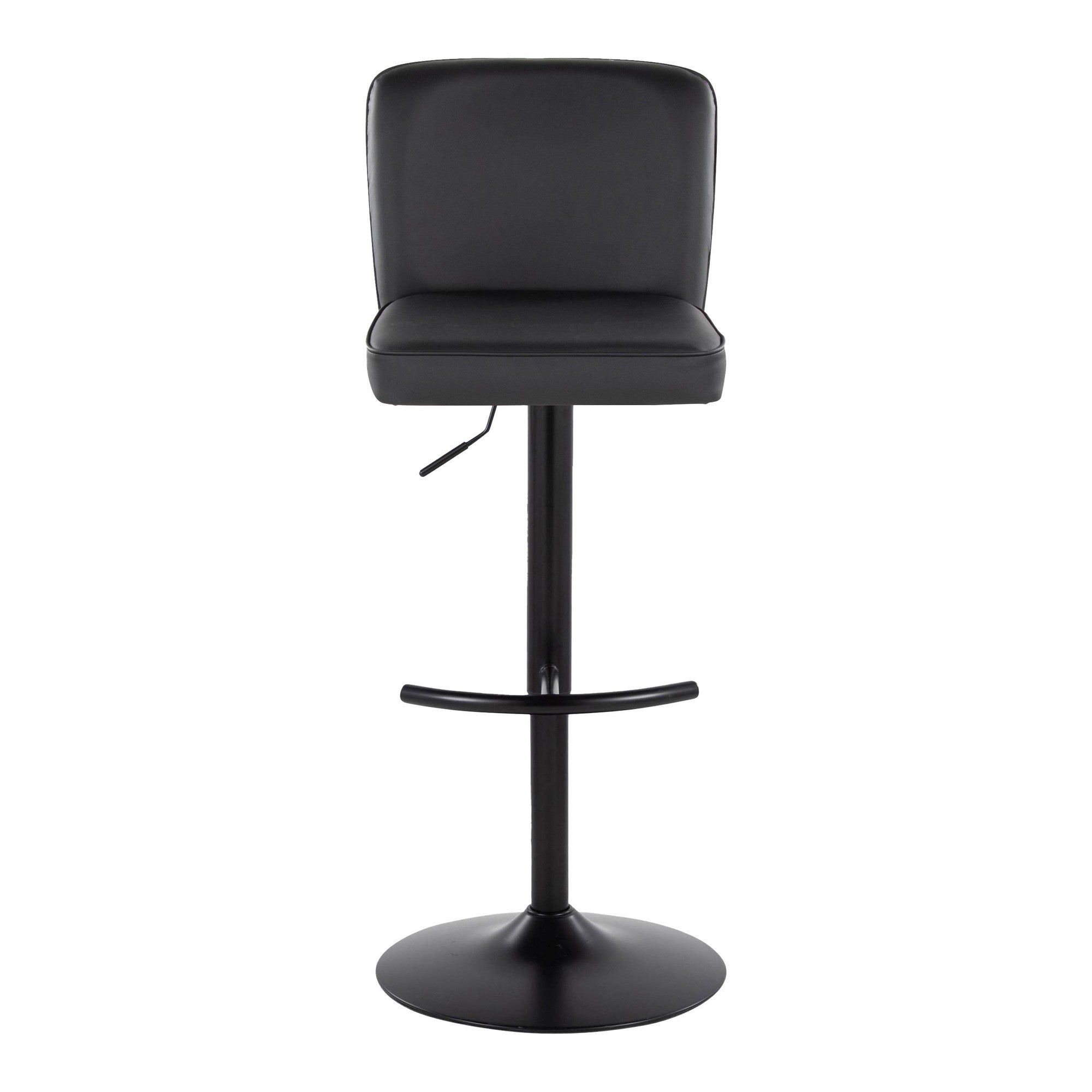 Henry Adjustable Barstool - Set of 2 - Black Metal, Black PU
