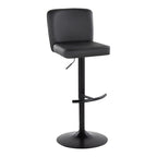 Henry Adjustable Barstool - Set of 2 - Black Metal, Black PU