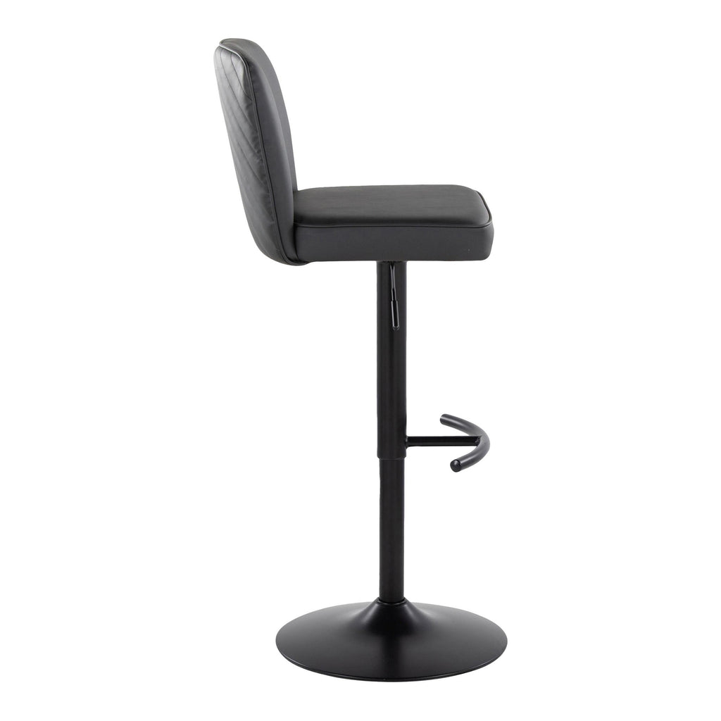 Henry Adjustable Barstool - Set of 2 - Black Metal, Black PU