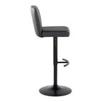 Henry Adjustable Barstool - Set of 2 - Black Metal, Black PU