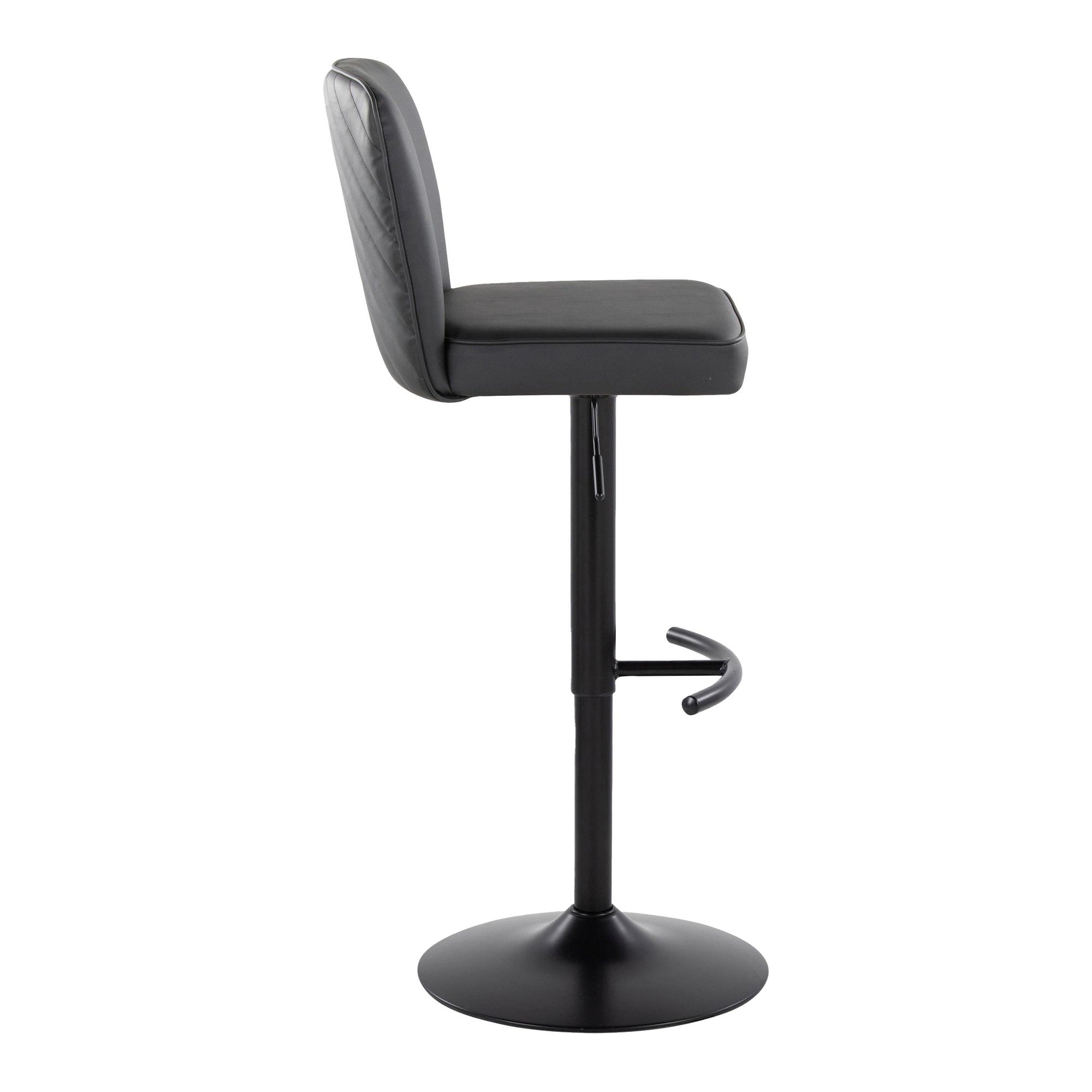 Henry Adjustable Barstool - Set of 2 - Black Metal, Black PU