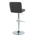 Henry Adjustable Barstool - Set of 2 - Chrome Metal, Black PU