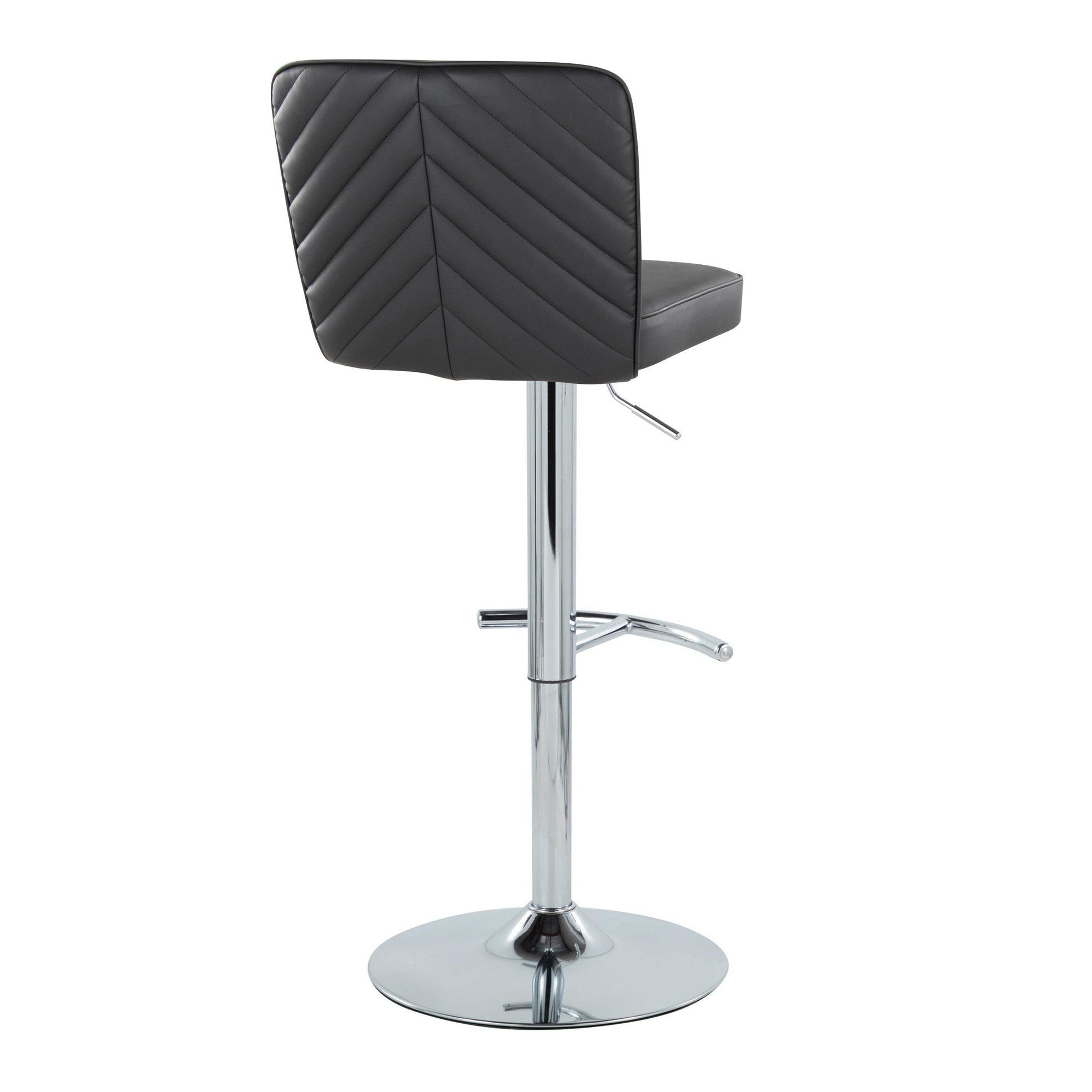 Henry Adjustable Barstool - Set of 2 - Chrome Metal, Black PU