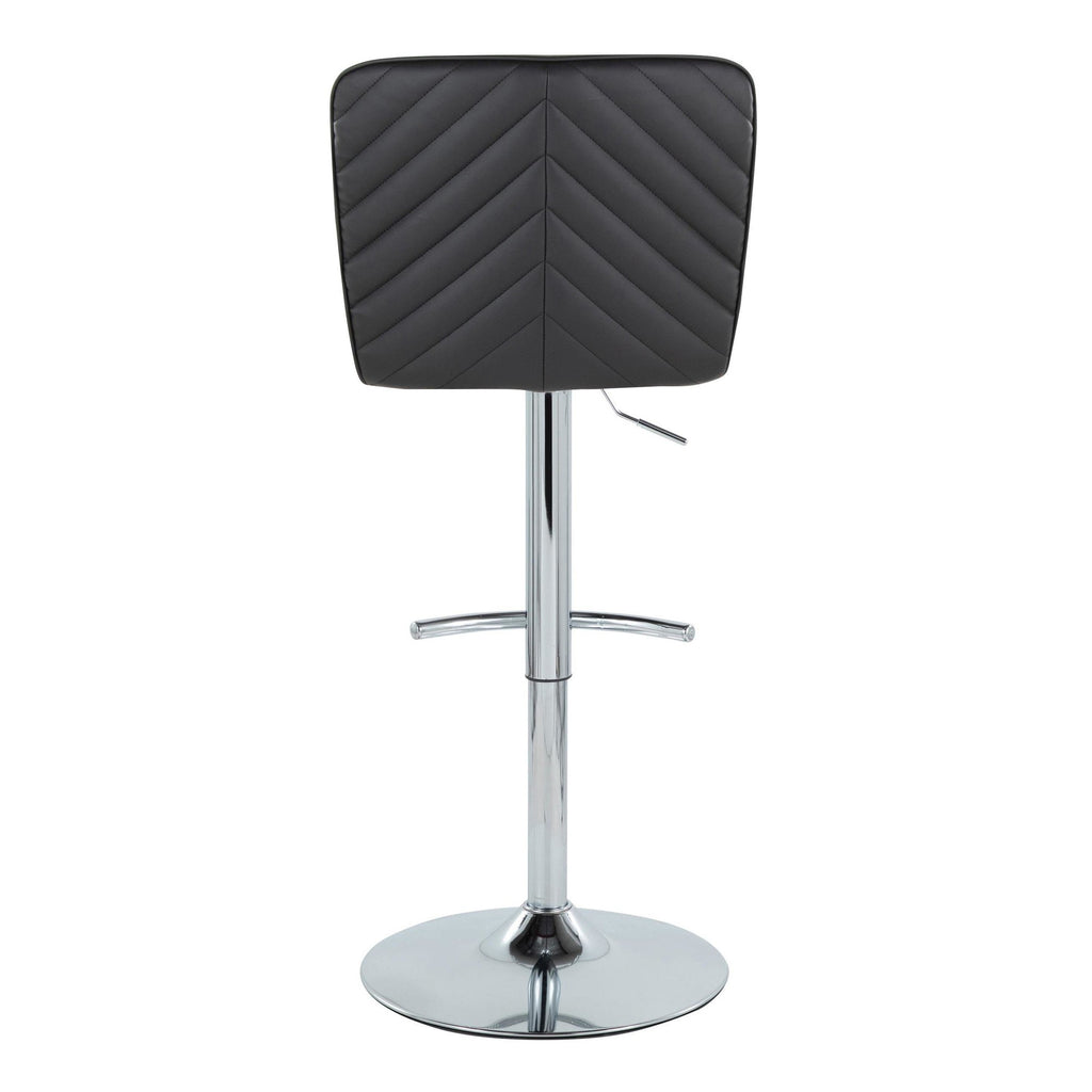 Henry Adjustable Barstool - Set of 2 - Chrome Metal, Black PU