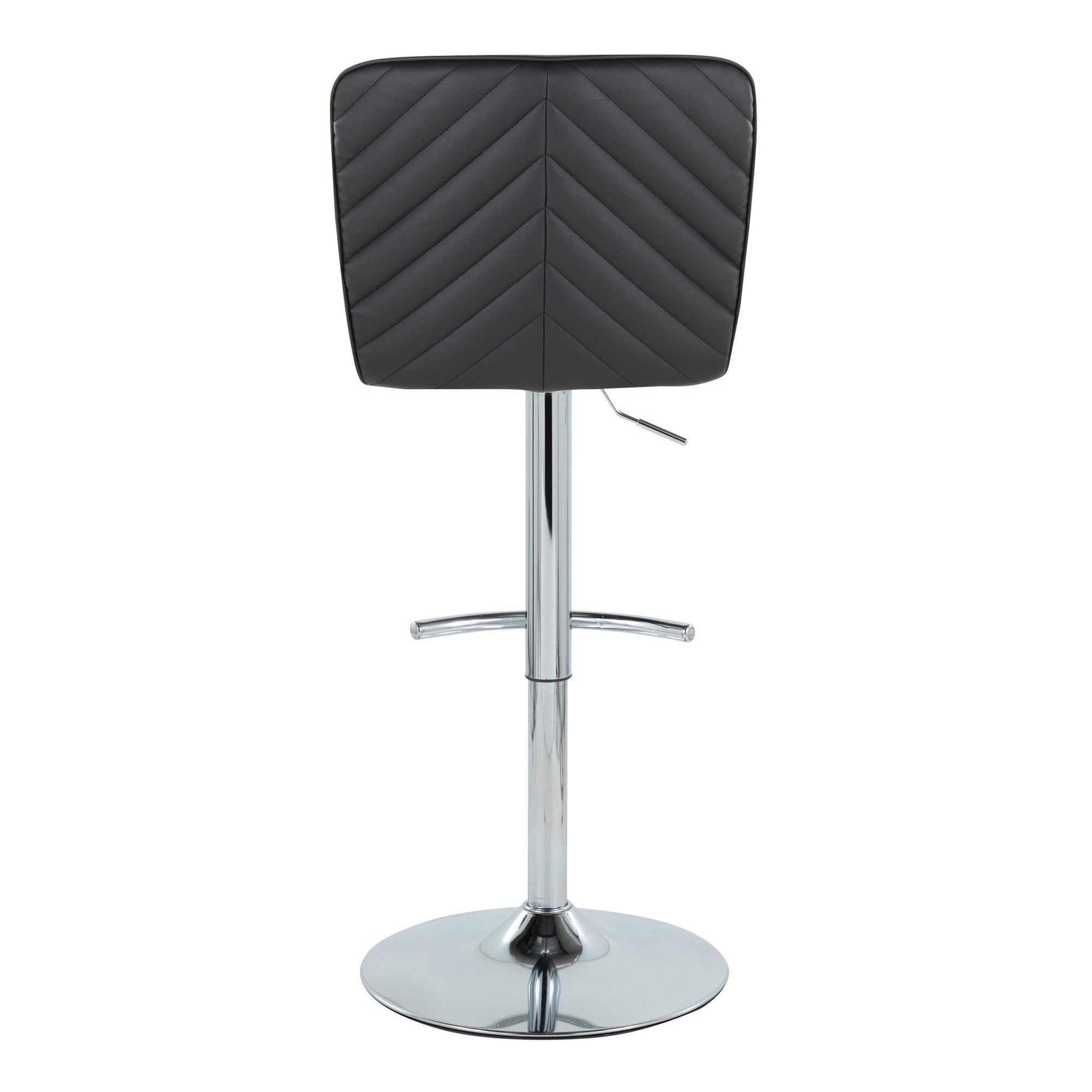 Henry Adjustable Barstool - Set of 2 - Chrome Metal, Black PU