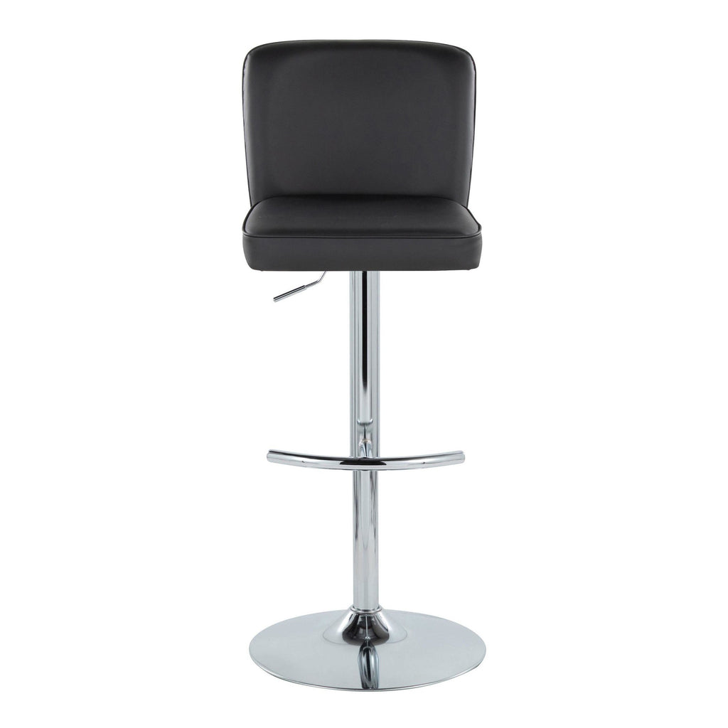 Henry Adjustable Barstool - Set of 2 - Chrome Metal, Black PU