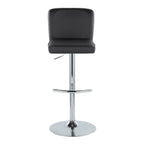 Henry Adjustable Barstool - Set of 2 - Chrome Metal, Black PU