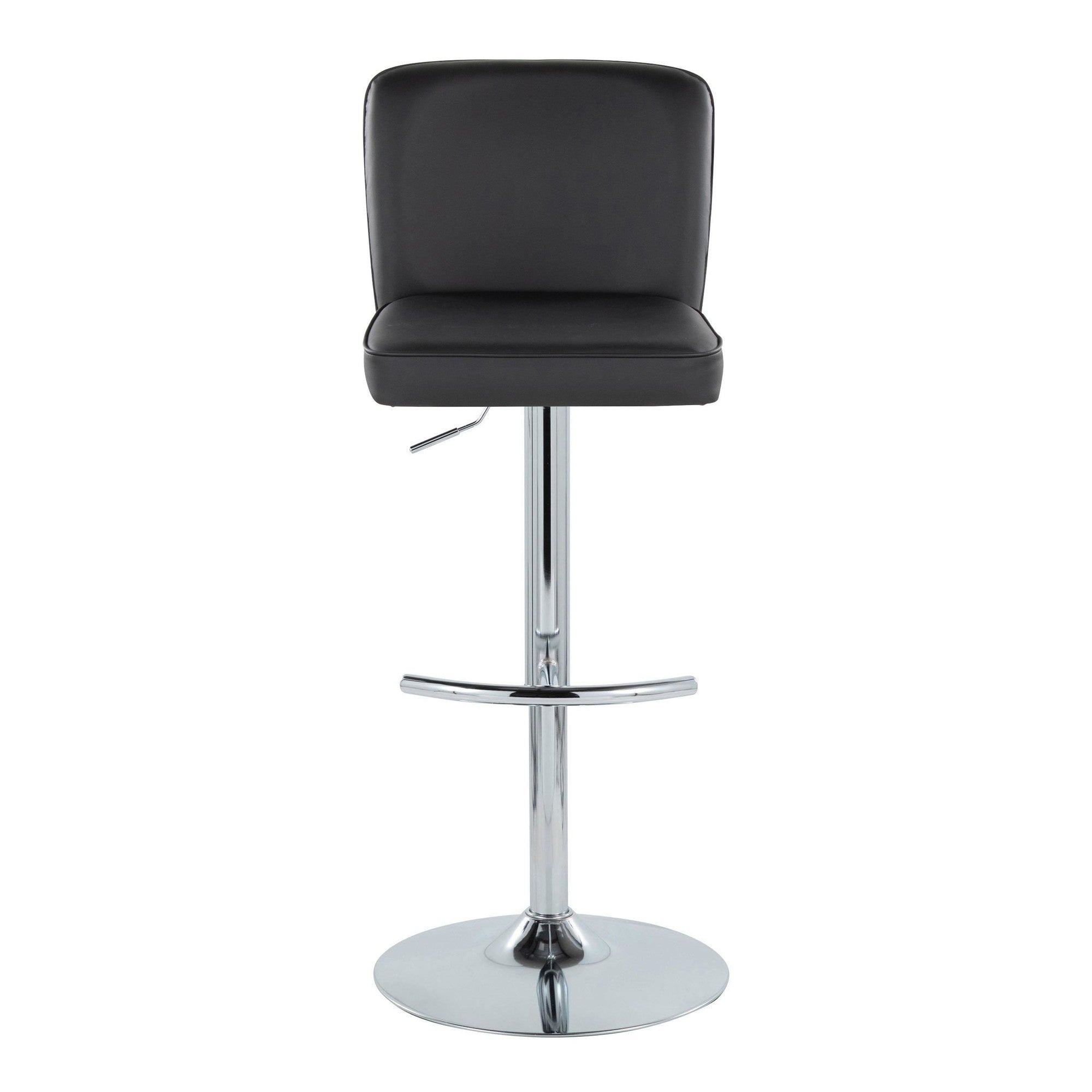 Henry Adjustable Barstool - Set of 2 - Chrome Metal, Black PU