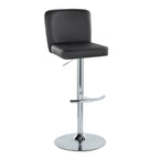 Henry Adjustable Barstool - Set of 2 - Chrome Metal, Black PU