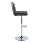 Henry Adjustable Barstool - Set of 2 - Chrome Metal, Black PU