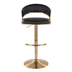 Jie Adjustable Barstool - Set of 2 - Gold Metal, Black PU