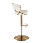 Jie Adjustable Barstool - Set of 2 - Gold Metal, White PU