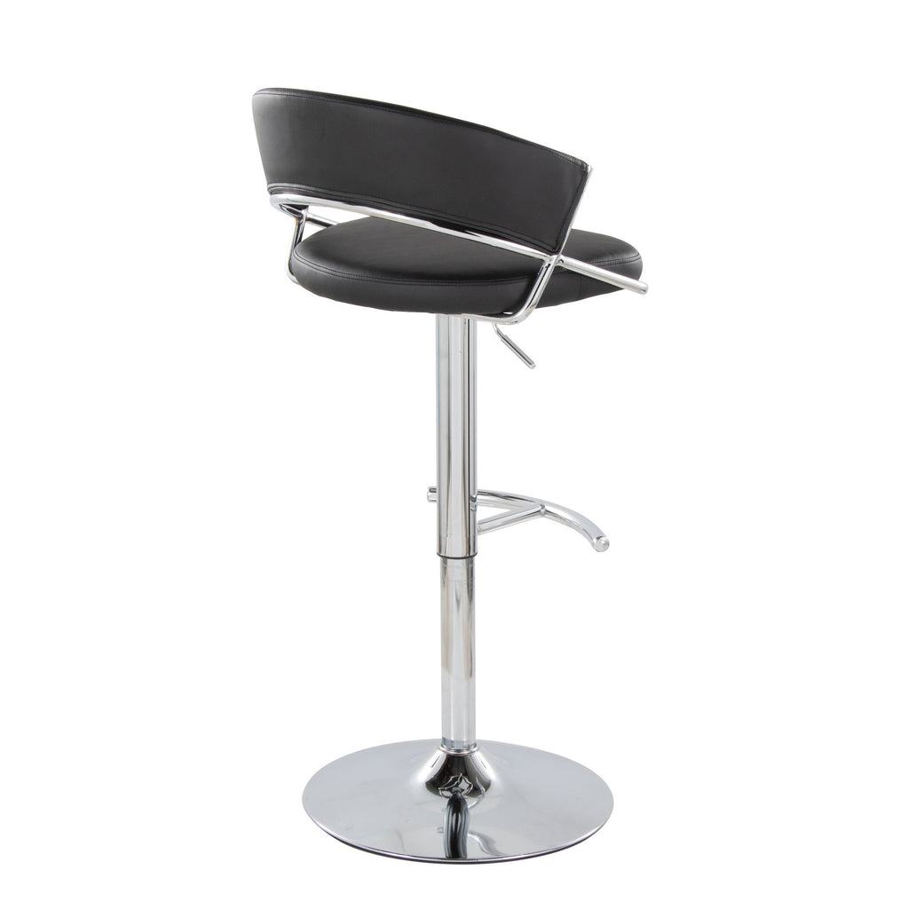 Jie Adjustable Barstool - Set of 2 - Chrome Metal, Black PU