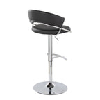 Jie Adjustable Barstool - Set of 2 - Chrome Metal, Black PU