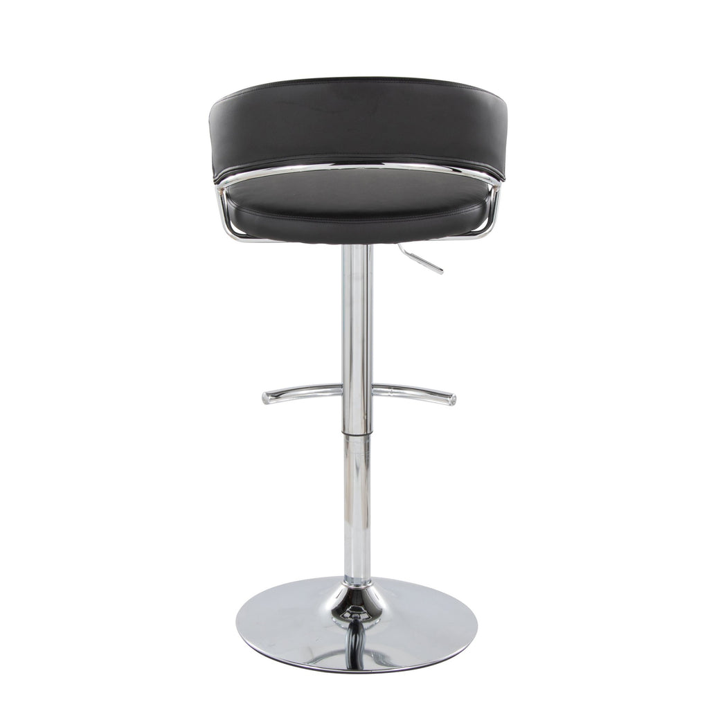 Jie Adjustable Barstool - Set of 2 - Chrome Metal, Black PU