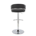 Jie Adjustable Barstool - Set of 2 - Chrome Metal, Black PU