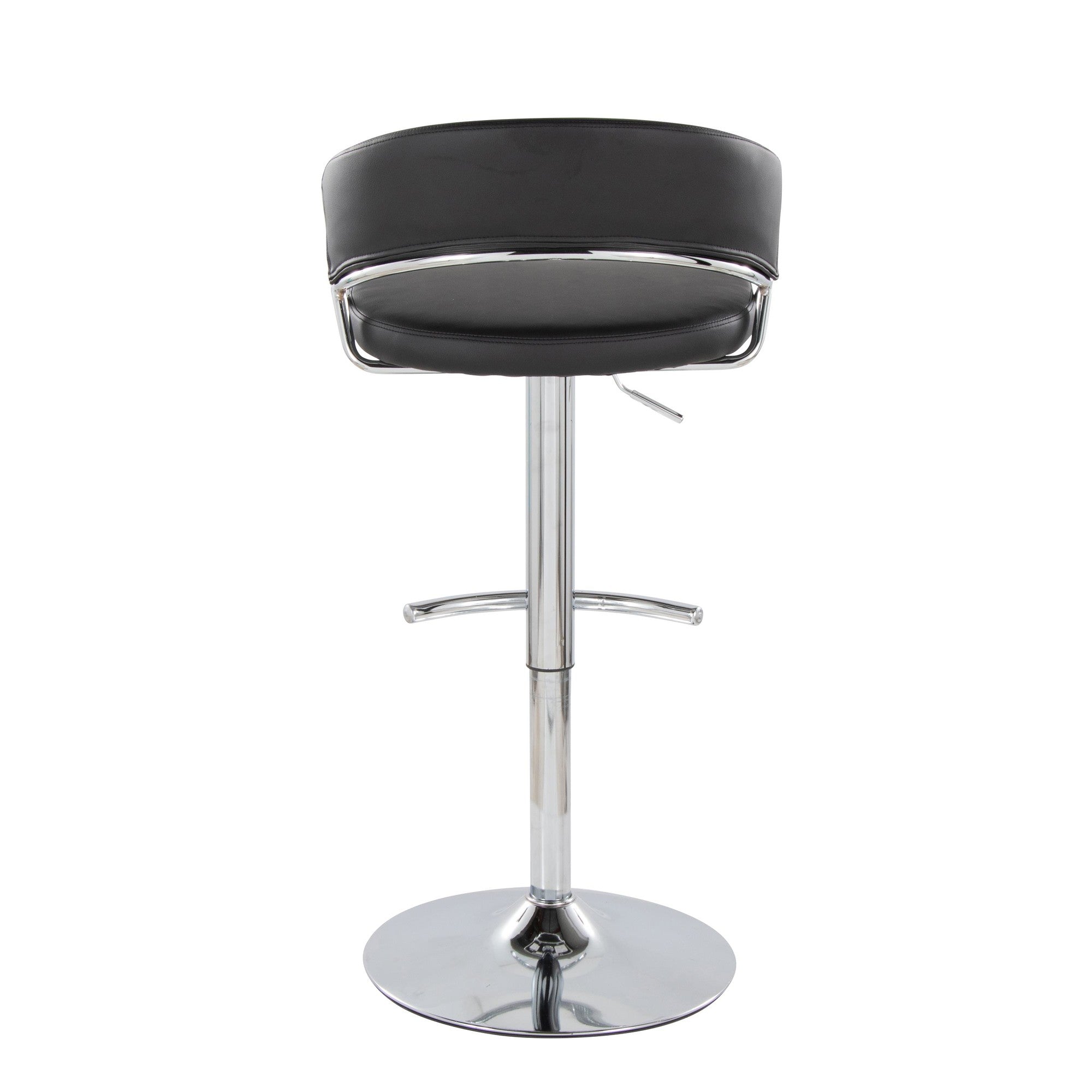 Jie Adjustable Barstool - Set of 2 - Chrome Metal, Black PU