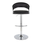 Jie Adjustable Barstool - Set of 2 - Chrome Metal, Black PU