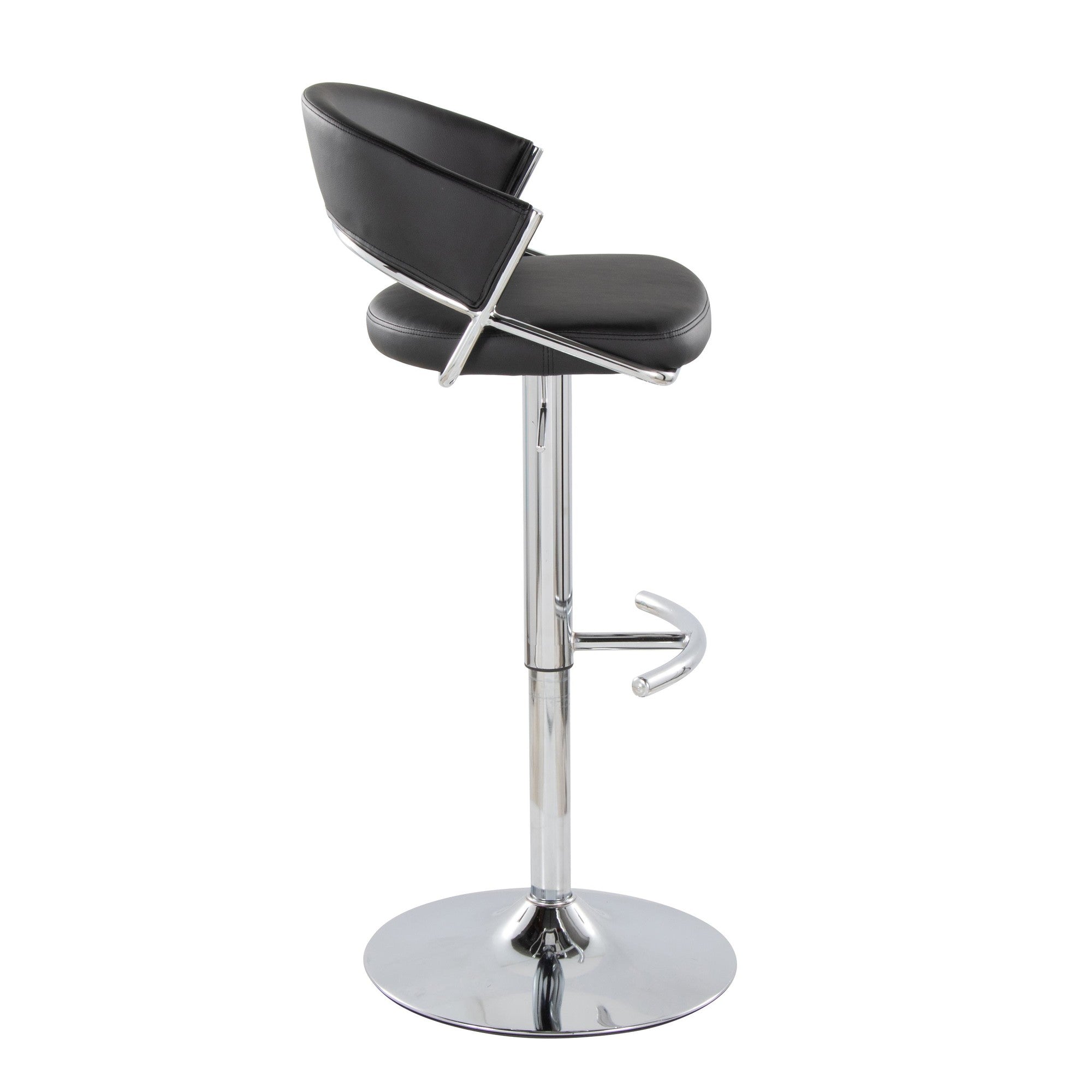 Jie Adjustable Barstool - Set of 2 - Chrome Metal, Black PU