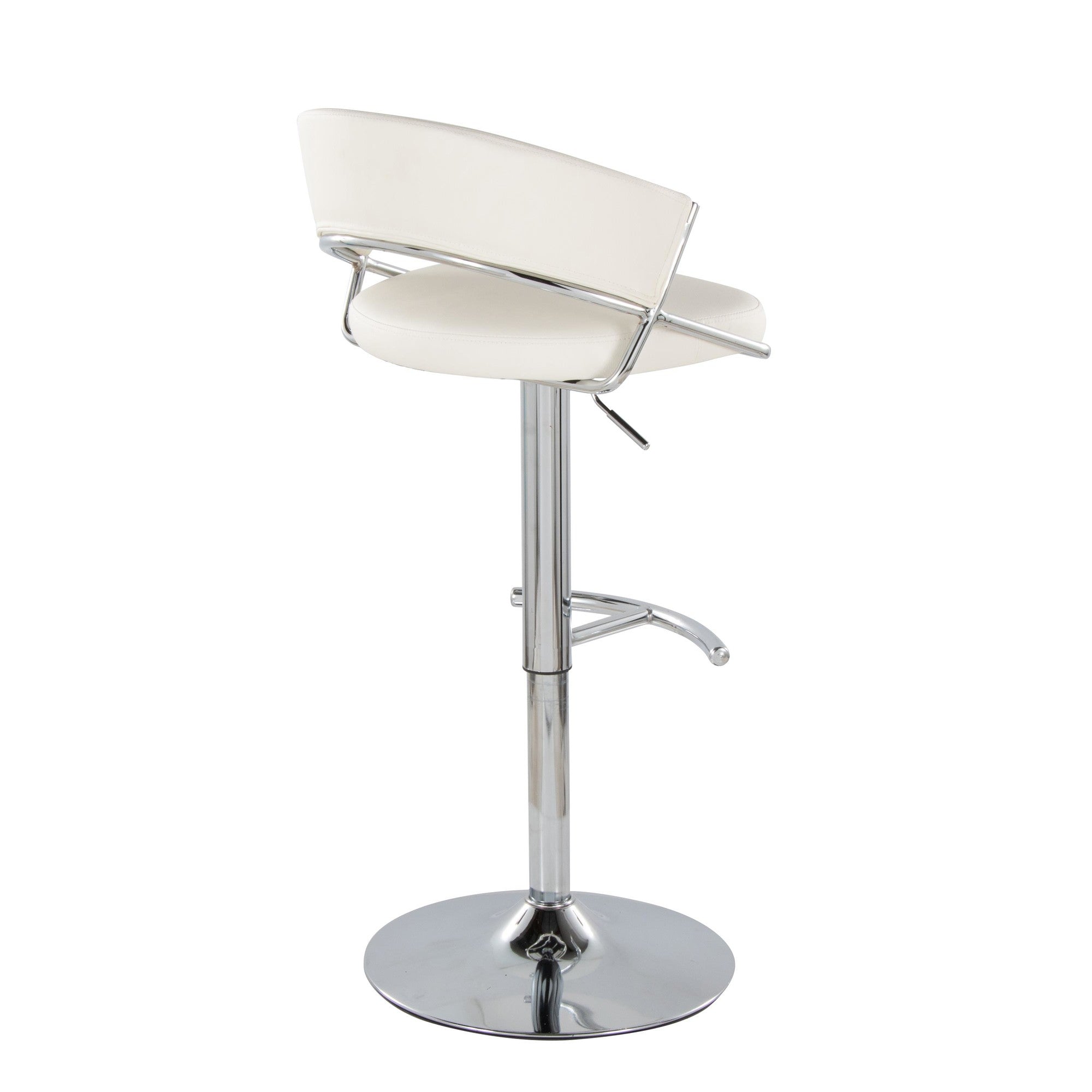 Jie Adjustable Barstool - Set of 2 - Chrome Metal, White PU