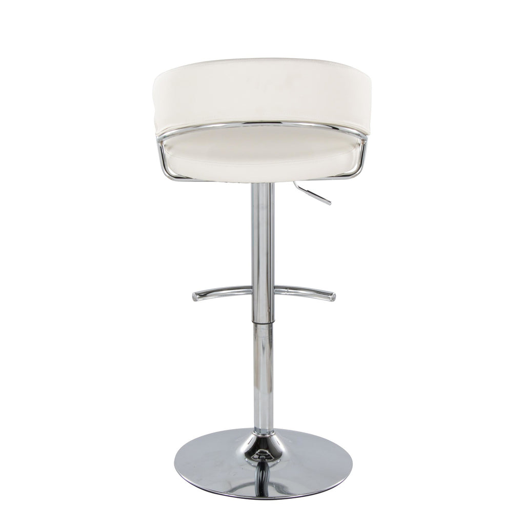 Jie Adjustable Barstool - Set of 2 - Chrome Metal, White PU