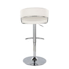 Jie Adjustable Barstool - Set of 2 - Chrome Metal, White PU