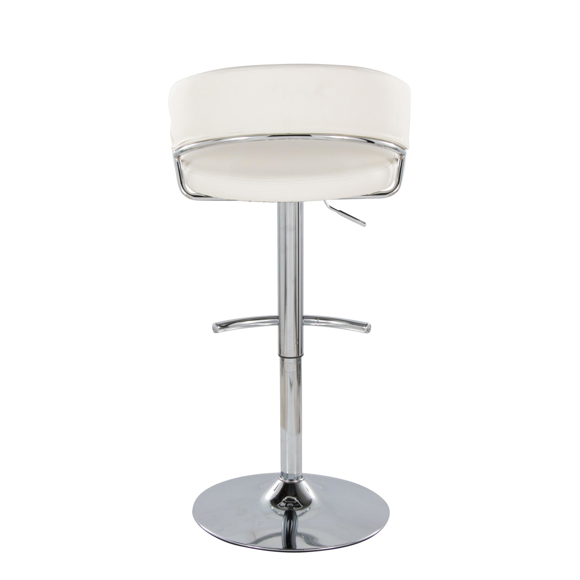 Jie Adjustable Barstool - Set of 2 - Chrome Metal, White PU
