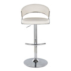 Jie Adjustable Barstool - Set of 2 - Chrome Metal, White PU