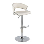 Jie Adjustable Barstool - Set of 2 - Chrome Metal, White PU