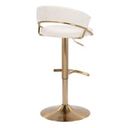 Jie Adjustable Barstool - Set of 2 - Gold Metal, Cream Velvet