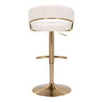 Jie Adjustable Barstool - Set of 2 - Gold Metal, Cream Velvet