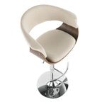 Vintage Mod Adjustable Barstool - Chrome Metal, Walnut Wood, Cream Fabric