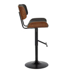 Lombardi Adjustable Barstool - Black Metal, Walnut Wood, Espresso PU