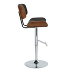 Lombardi Adjustable Barstool - Set of 2 - Chrome Metal, Walnut Wood, Espresso PU