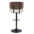 Lombardi Adjustable Barstool - Set of 3 - Black Metal, Walnut Wood, Cream PU