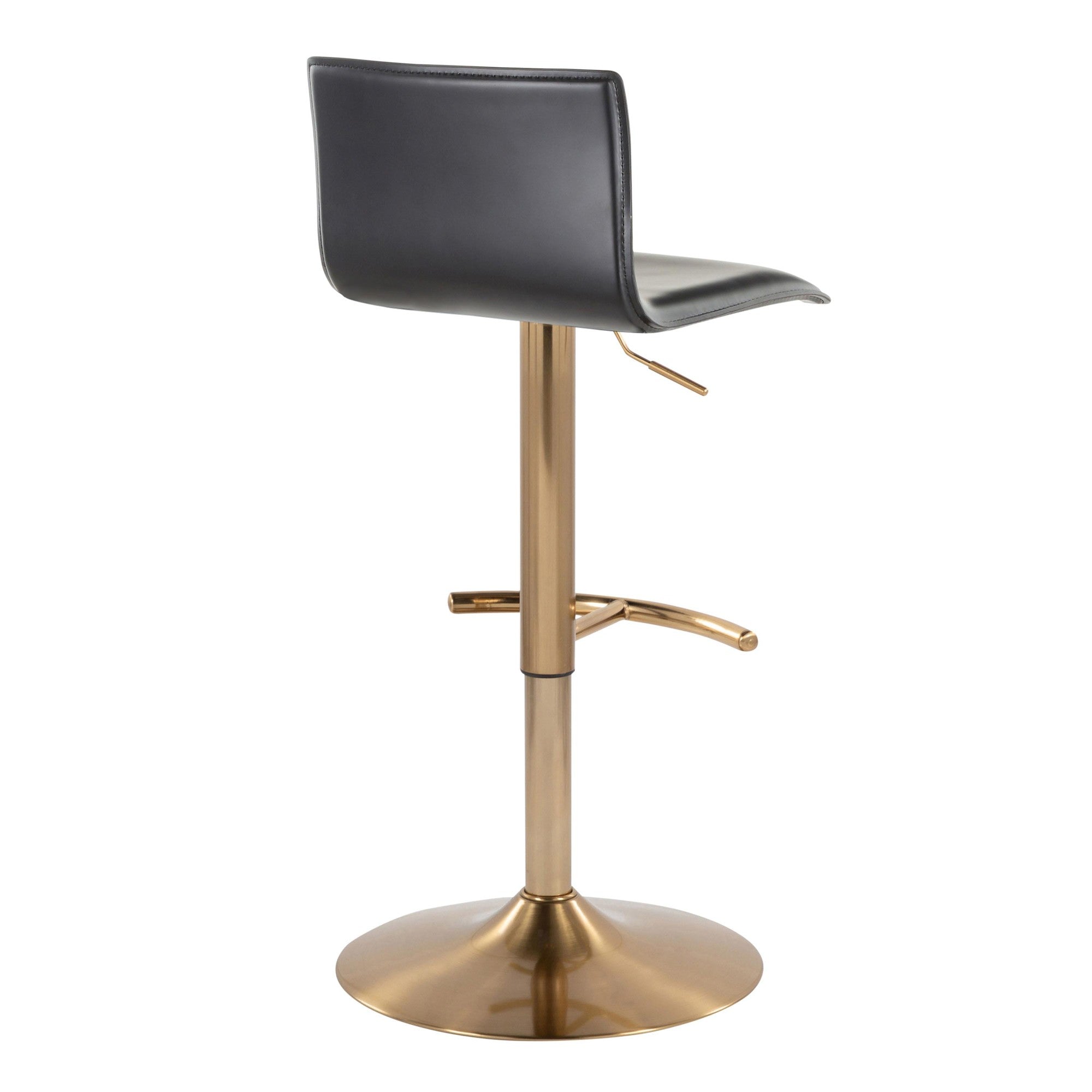Mara Adjustable Barstool - Set of 2 - Gold Metal, Black PU
