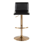 Mara Adjustable Barstool - Set of 2 - Gold Metal, Black PU